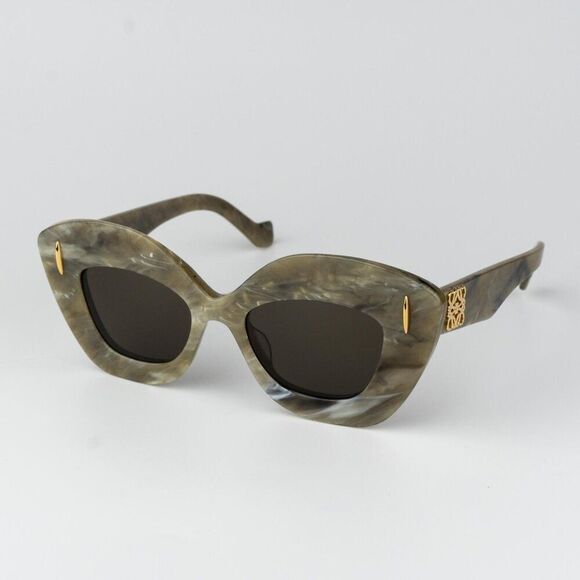 Loewe ANAGRAM Women Sunglasses Green Brown Cat Eye LW40127I 60E NEW AUTHENTIC